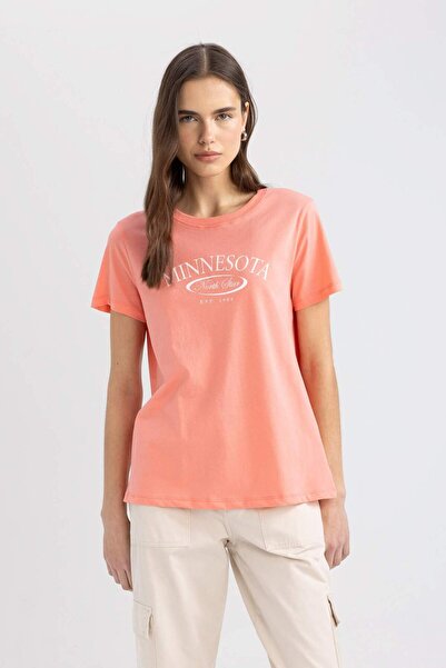 DeFacto Regular Fit Bisiklet Yaka Baskılı Kısa Kollu Tişört C6605AX24SM