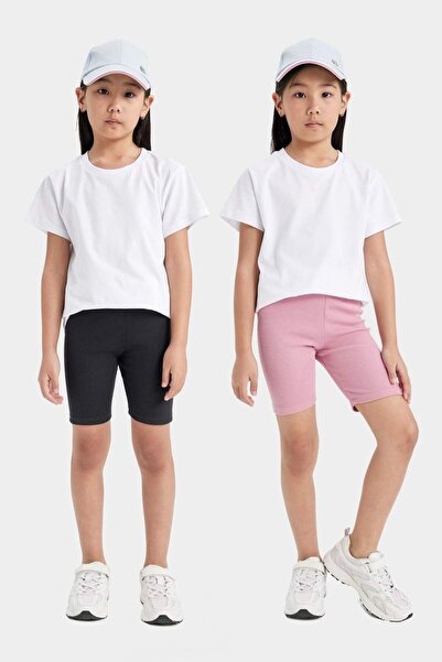 DeFacto Leggings pentru fetițe Biker cu Dungi Ribbed 2 piese B7296A824SM