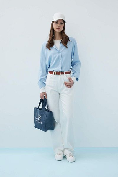 DeFacto Relax Fit Linen Long Sleeve Hijab Shirt Tunic C3122Ax24Sm