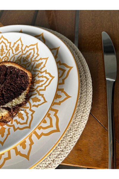 Tropikhome Krem Hasır Supla Amerikan Servis Şık Çeyiz Takımı Örgü Sunum Tabak...