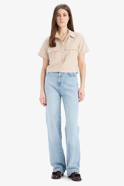 DeFacto Crop Shirt Collar Short Sleeve Shirt C4784Ax24Sm