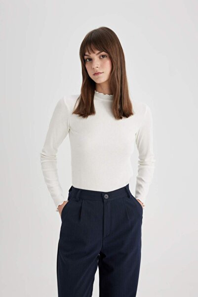 DeFacto Slim Fit fél garbó bordás Camisole Basic hosszú ujjú póló B2389AX24SP