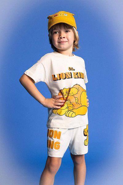 DeFacto Baby Boy Disney Lion King 2Pcs Set Crew Neck Short Sleeve T-Shirt Shorts C5351A524Sm