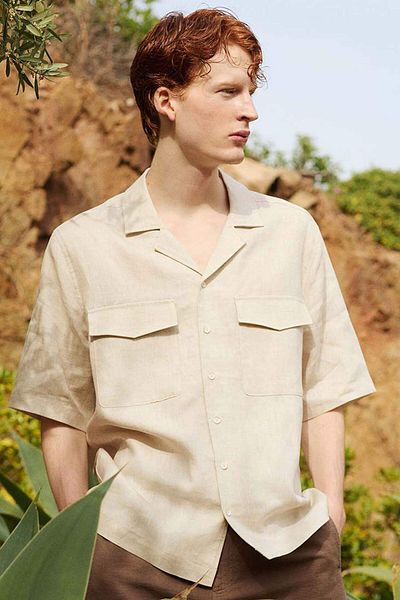 DeFacto Tricou polo de vară din in - Relax Fit, mânecă scurtă B6687ax24sp