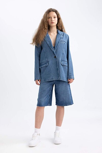 DeFacto Yüksek Bel Bermuda Jean Şort C4111AX24SP