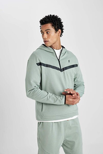 DeFacto DeFactoFit Standart Fit Kapüşonlu Fermuarlı Cepli Sporcu Sweatshirt B5139AX24SP