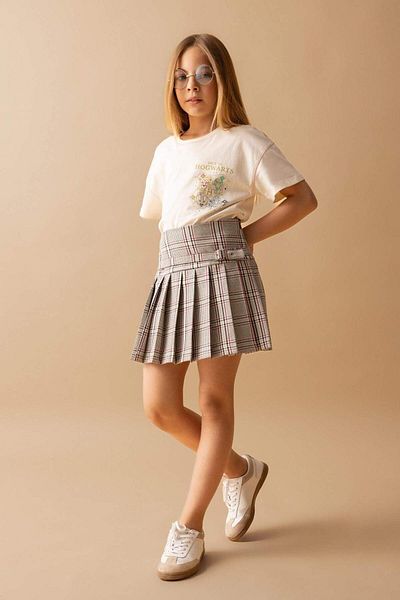 DeFacto Girl's Belt Detailed Plaid Patterned Skirt C1381A824SP