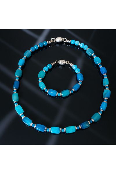 Asteria Elite Agate Evil Eye Protection Peace and Balance Necklace Bracelet Set