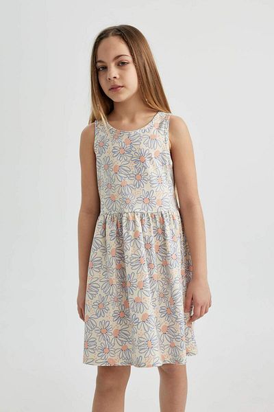 DeFacto Girl's Patterned Sleeveless Dress B4338A824SM