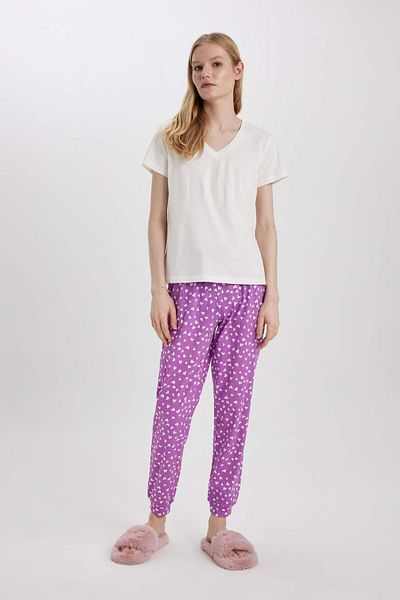 DeFacto Regular Fit Casual Heart Pattern Pajamas Bottoms-Fall in Love B6196Ax24Sp
