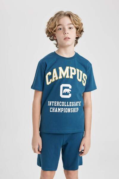 DeFacto Boys' 2-Piece Set Printed Short Sleeve T-Shirt Shorts B9989A824Sm