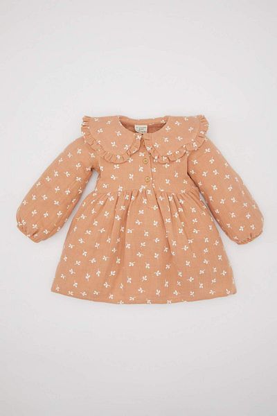 DeFacto Rochie de muselina cu mânecă lungă florala fetiță C2410A524SP
