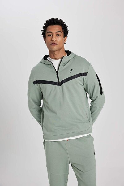 DeFacto DeFactoFit Standart Fit Kapüşonlu Fermuarlı Cepli Sporcu Sweatshirt B5139AX24SP