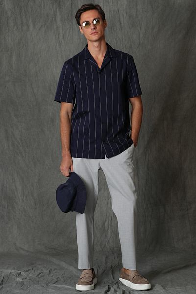 Lufian Cămașă inteligentă Derin pentru bărbați Comfort Slim Fit Bleumarin