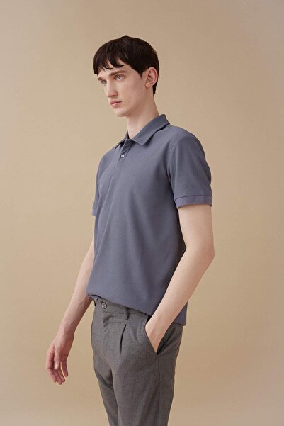 DeFacto Modern Fit Basic Poloshirt mit kurzen Ärmeln und einfarbiger Struktur B6374AX24SP