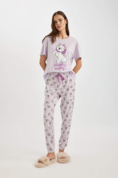 DeFacto Fall in Love Aristocats Kısa Kollu Pijama Takımı B6186AX24SP