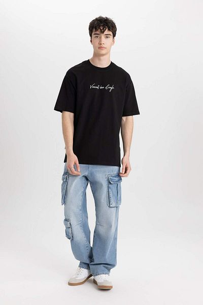 DeFacto Van Gogh Comfort Regular Fit Comfortable Fit Crew Neck Back Printed Short Sleeve T-Shirt B5517Ax24Sp