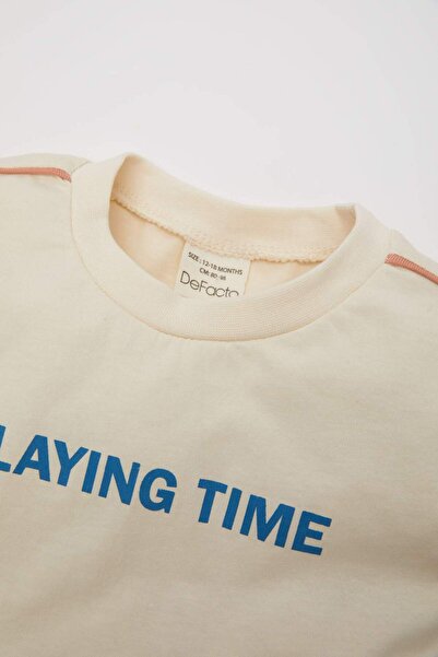 DeFacto Baby Boy 2 részes szett Crew nyakú nyomott fésült pamut rövid ujjú póló rövidnadrág C2259A524SM