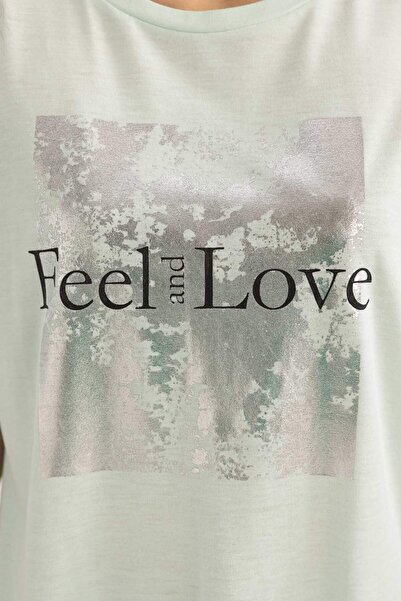 DeFacto Tričko s krátkým rukávem s potiskem u krku C4065AX24SP