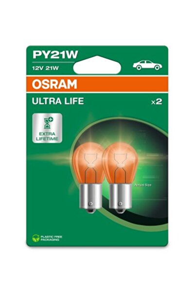 Osram Σετ 2 λαμπτήρων αυτοκινήτου PY21W, 12V, 21W, OSRAM Ultra Life