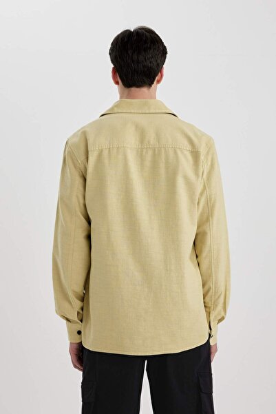 DeFacto Regular Fit Polo Yaka Basic Düz Pamuklu Uzun Kollu Gömlek B2654AX24SP