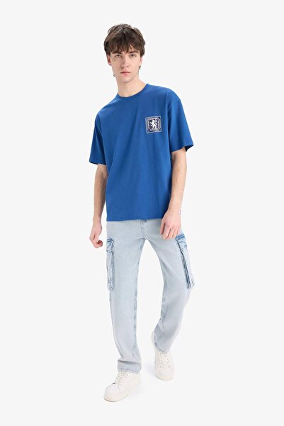 DeFacto Μπλουζάκι με κοντό μανίκι με στάμπα με φαρδύ λαιμόκοψη C3628AX24SP