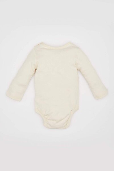 DeFacto Kız Bebek Yeni Doğan Bisiklet Yaka Gökkuşağı Baskılı Uzun Kollu Çıtçıtlı Body B7713A524SP