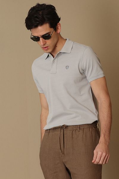 Lufian Laon Men's Sports Polo Neck T-Shirt - Stone