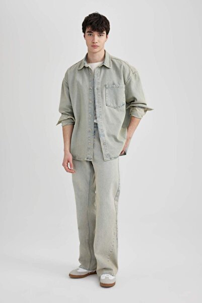 DeFacto Flare Fit Bol Kalıp Normal Bel Geniş Paça Soluk Efektli Jean Pantolon B8326AX24SM