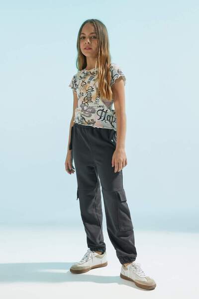 DeFacto Girls Cargo Pocket Jogger Sweatpants with Elastic Waist and Legs C5005A824Sm