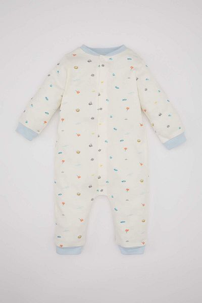 DeFacto Baby Boy Newborn Patterned Long Sleeve Jumpsuit C1538A524Sm