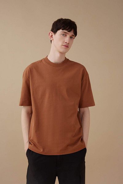 DeFacto Oversize Wide Fit Crew Neck Basic Jednobarevné tričko s krátkým rukávem B4933AX24SP