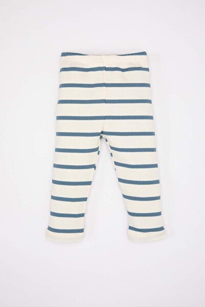 DeFacto Baby Girl Pajamas Set Ribbed Camisole Crew Neck Striped Short Sleeve Top with Elastic Waist Long Bottom