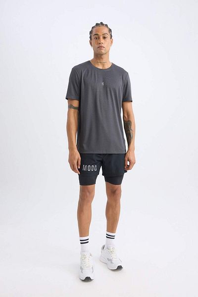 DeFacto Defactofit Slim Fit Tight Fit Crew Neck Printed Sports Short Sleeve T-Shirt X6142Az24Sp