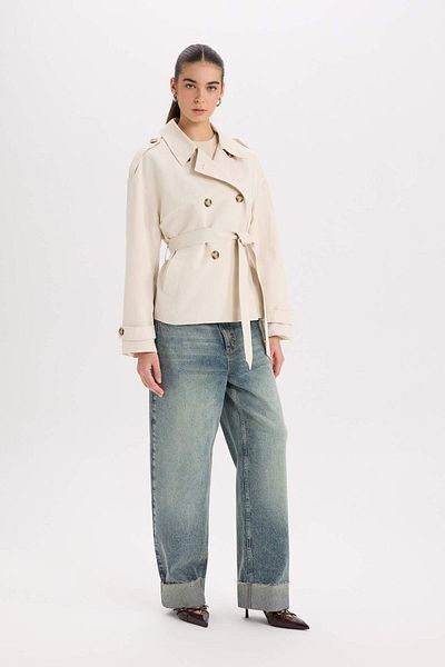 DeFacto Regular Fit Belted Short Trench Coat B9705AX24SP