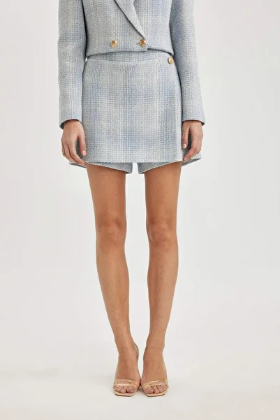 DeFacto Fusta mini pantaloni scurți din tweed cu talie înaltă C5532AX24SM