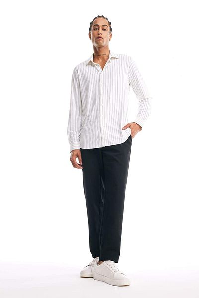 DeFacto Slim Fit Slim Fit Polo Neck Striped Long Sleeve Shirt B6487Ax24Sp