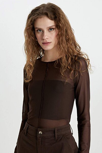 DeFacto Μακρυμάνικο μπλουζάκι με λεπτή εφαρμογή Slim Fit Crew Neck C2724AX24SP