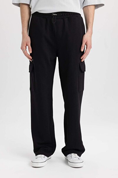 DeFacto Regular Fit Sweatpants Cargo Pockets Lace-Up Waist Straight Leg B2535Ax24Sp