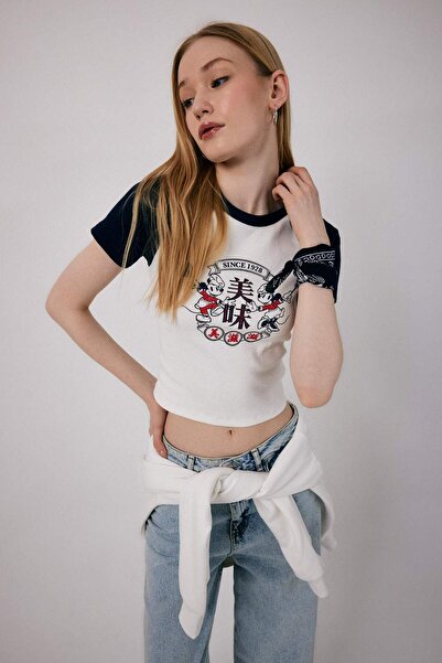 DeFacto Cool Disney Mickey & Minnie με εφαρμογή κοντομάνικο μπλουζάκι με κοντ...