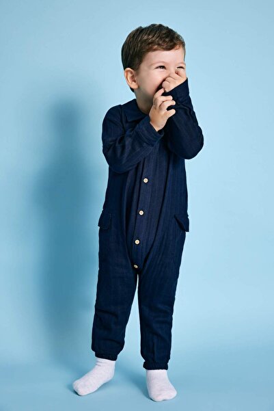 DeFacto Erkek Bebek Yeni Doğan Uzun Kollu Müslin Tulum B9511A524SM