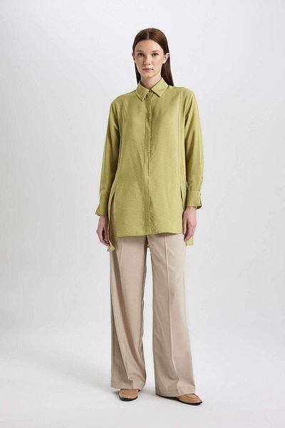 DeFacto Regular Fit Long Sleeve Slit Shirt Tunic A9064AX24SM