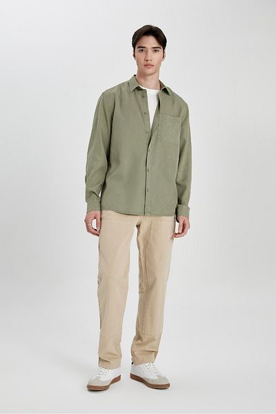 DeFacto Regular Fit Basic Plain Long Sleeve Shirt B2907Ax24Sp