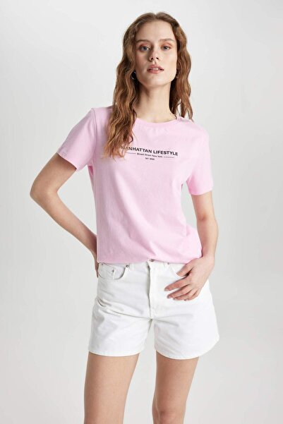 DeFacto Regular Fit Bisiklet Yaka Baskılı Kısa Kollu Tişört C2583AX24SM