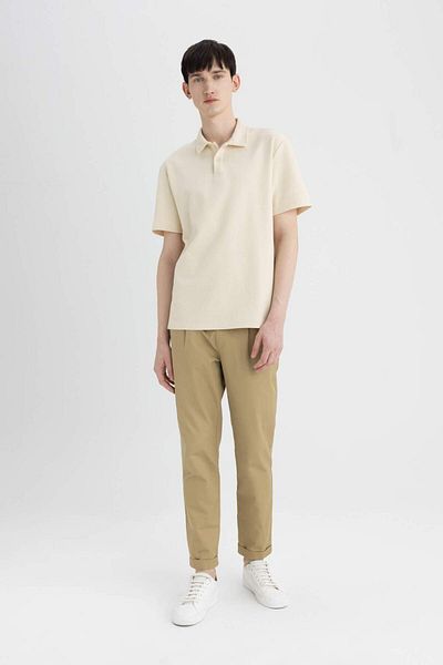 DeFacto Pantaloni din țesătură de vară Twill, cu buzunare, de bază, drepte, amestecate cu picior dublu B6585ax24sp