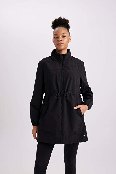DeFacto DeFactoFit Su İtici İnce Uzun Rüzgar Geçirmez Mont Slim Fit Dar Kesim Gizli Kapüşonlu Beli Büzgülü C