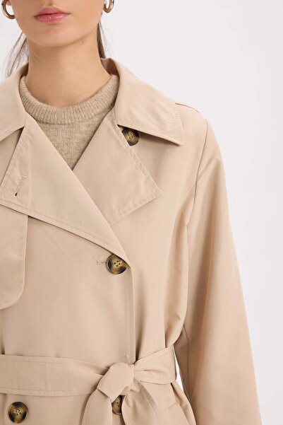 DeFacto Wodoodporny trencz z paskiem o regularnym kroju A0593ax24sp