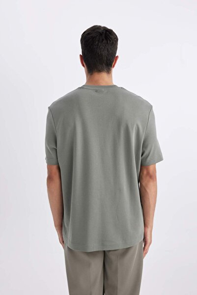 DeFacto 100% Cotton Oversize Wide Fit Crew Neck Short Sleeve Heavy Fabric Basic Plain T-Shirt A7808Ax24Sp