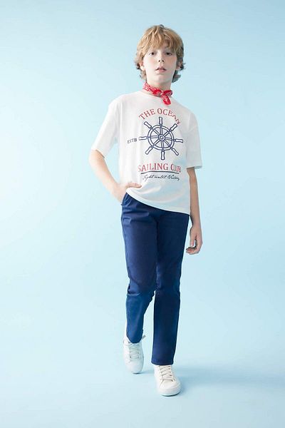DeFacto Boy's Oversize Wide Fit Crew Neck Printed Short Sleeve T-Shirt B5773A824Sm