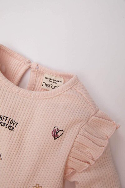 DeFacto Βρεφικό μπλουζάκι με ριμπ λαιμόκοψη - μακρυμάνικο B9779A524SP